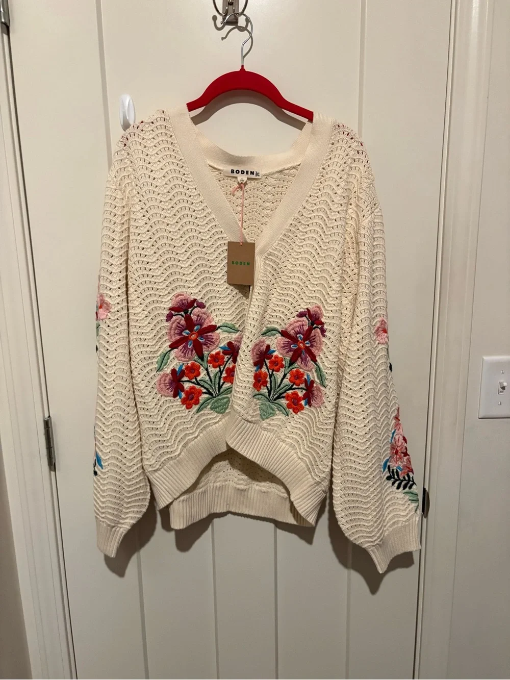 Boden Relaxed Cotton Stitch Cardigan
Ivory, Embroidery XL NWT - Picture 6 of 8